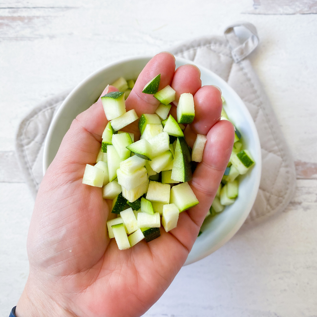 diced zucchini for roasted corn and zucchini salad recipe