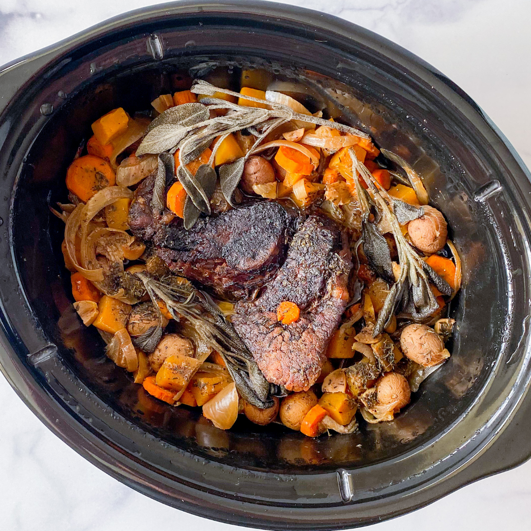 slow cooker roast with butternut squash