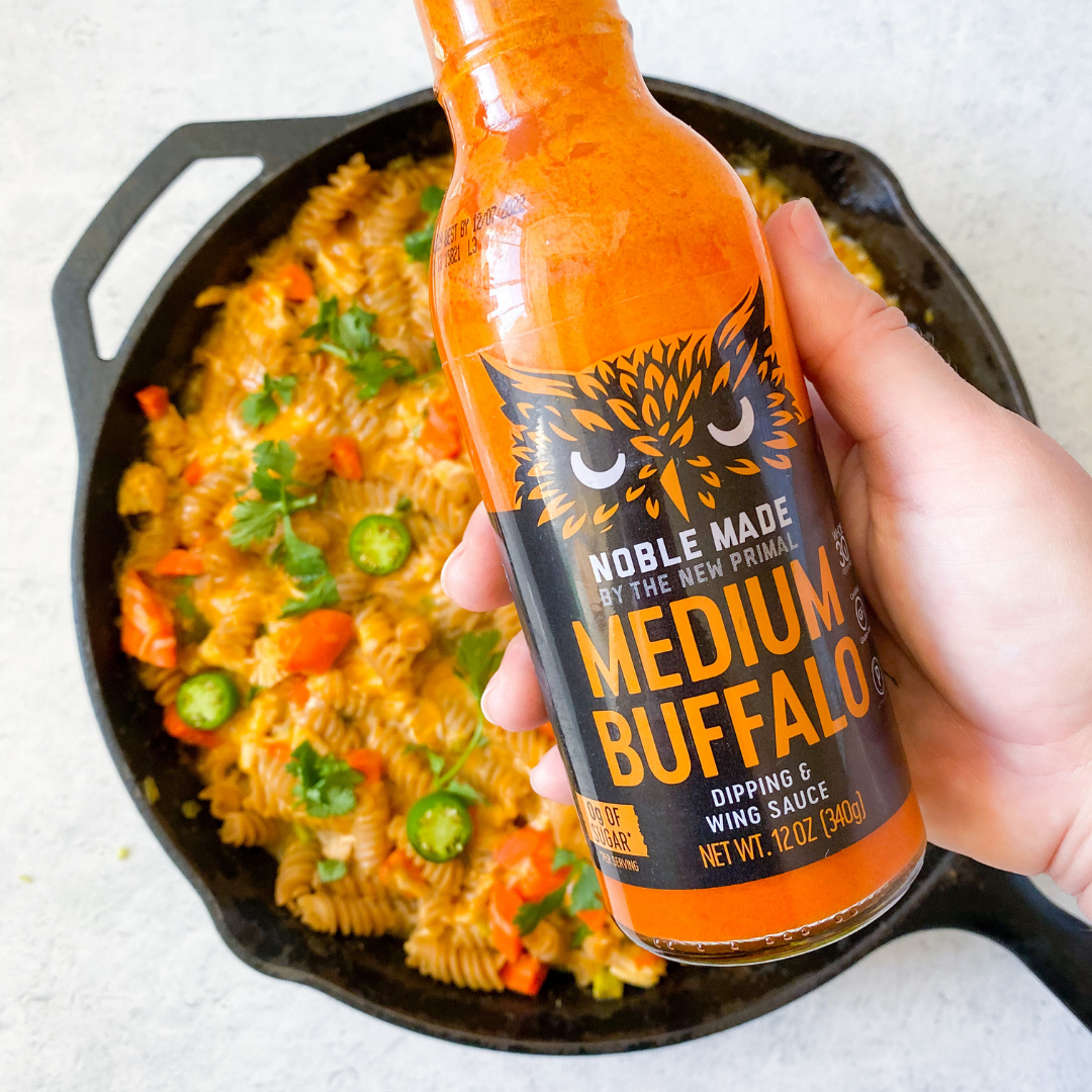 The New Primal buffalo sauce I used for the buffalo chicken pasta bake recipe