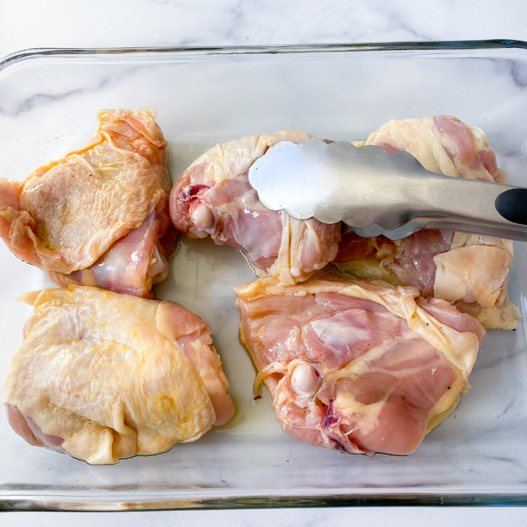 flip your chicken thighs with tongs